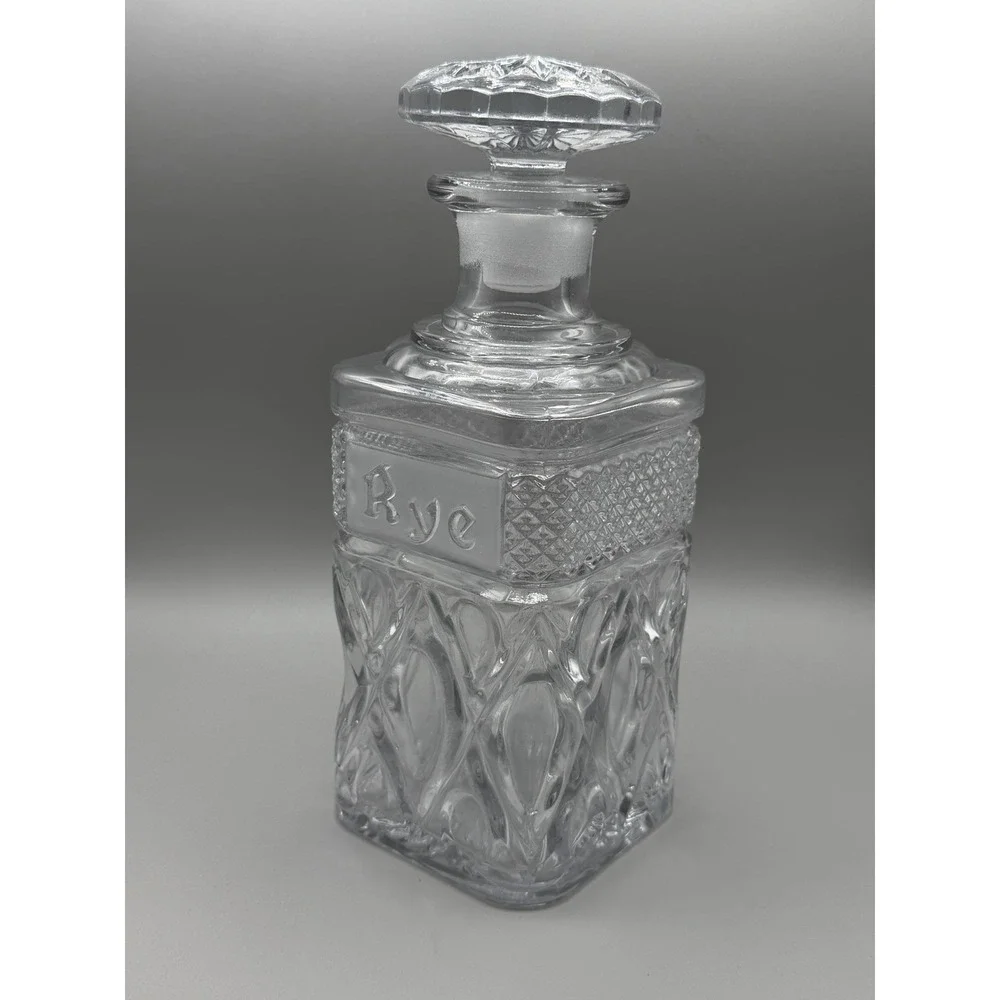 Vintage Imperial Glass Cape Cod Clear Pressed Glass Whiskey / Rye Decanter